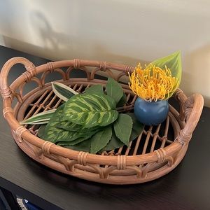 Boho Rattan Tray and accessories